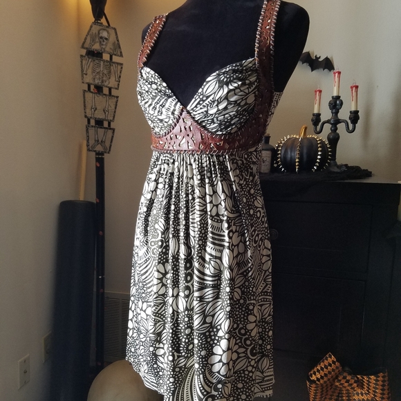 Sky Dresses & Skirts - Sky boho western leather bust floral mini dress